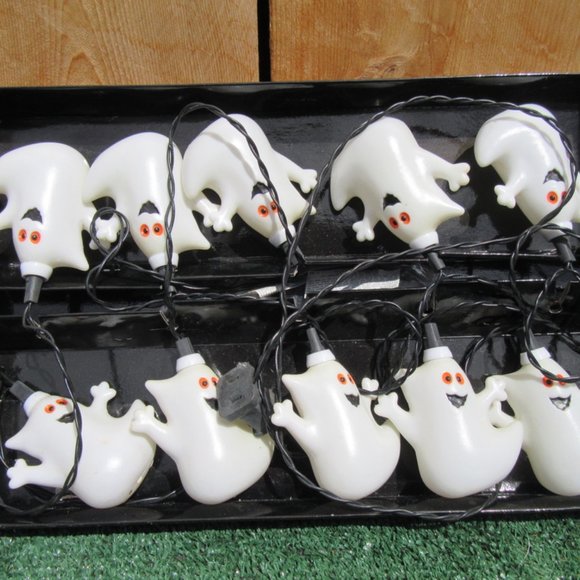 2 Sets of Hallmark Ghost Halloween Boo Bazaar Blinkers String Lights Plastic - Picture 6 of 8